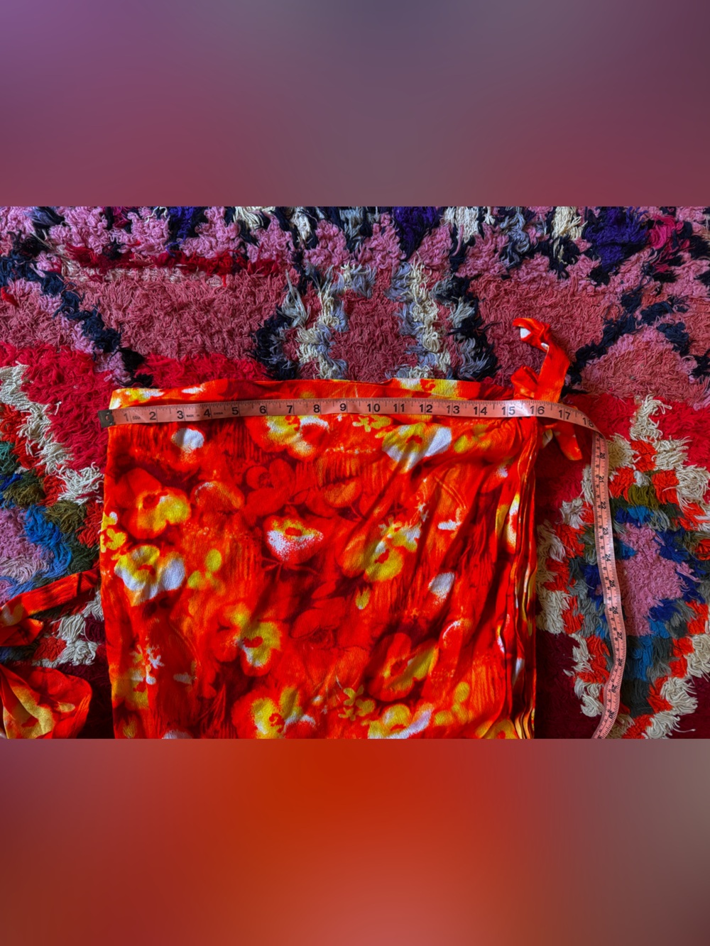 60s Vintage Barkcloth Hawaiian Bikini Top and sarong skirts Sz M - Picture 9 of 9